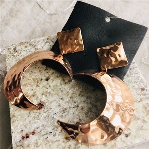 Free People Hammered Copper Crescent Moon Earrings